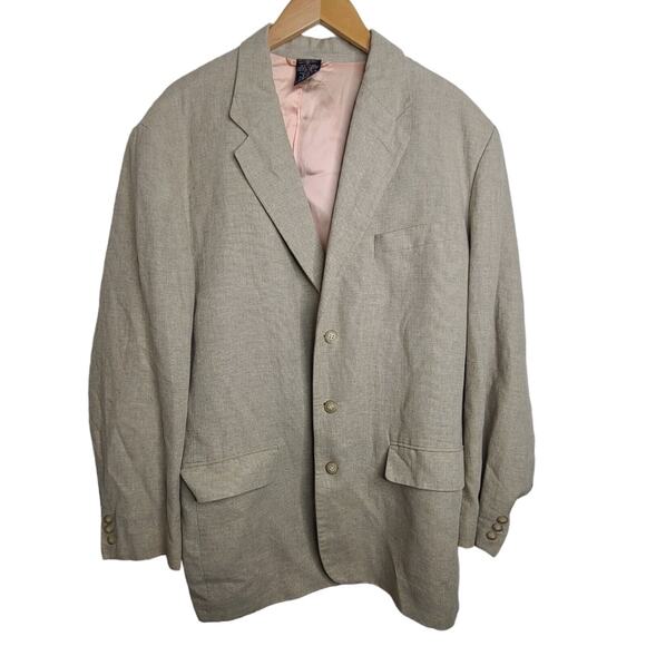 Claiborne Other - Claiborne Men's Size 42L‎ Tan Linen Blend Blazer Sports Jacket 3 Button